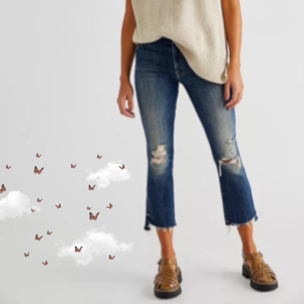 Mother Insider Crop Step Fray Jeans Wicked Wildflower